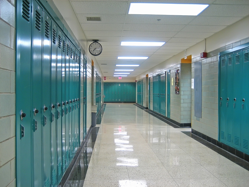 Empty School Hallway