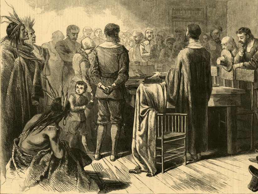 Thanksgiving Day Among the Puritan Fathers in New England, Harper's Weekly, December 3, 1870